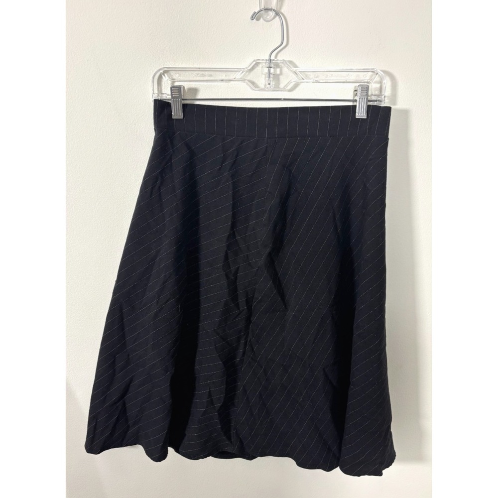 VTG Y2K Reference Pinstripe Midi Skirt L Black Officecore Made in USA Streampunk